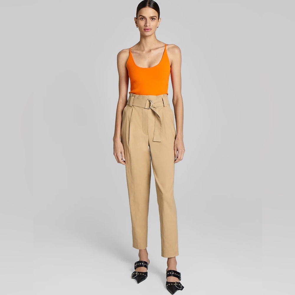 A.L.C. Diego Pant in Sand High-Waisted Pleated Pants with Belt 0 NWT $398